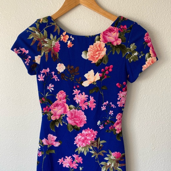 Vava voom pink rose royal blue midi dress Xs - Picture 8 of 16